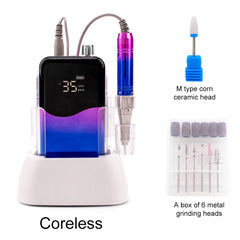 Professional 35,000 RPM Coreless Motor Nail Drill – High Torque 65W Wireless Desktop Station