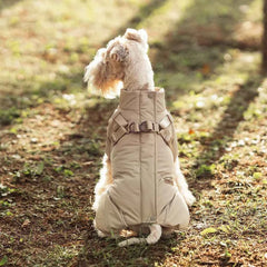 Dog Puffer Jacket with Built-In Harness – Waterproof Winter Snow Coat for Small Dogs