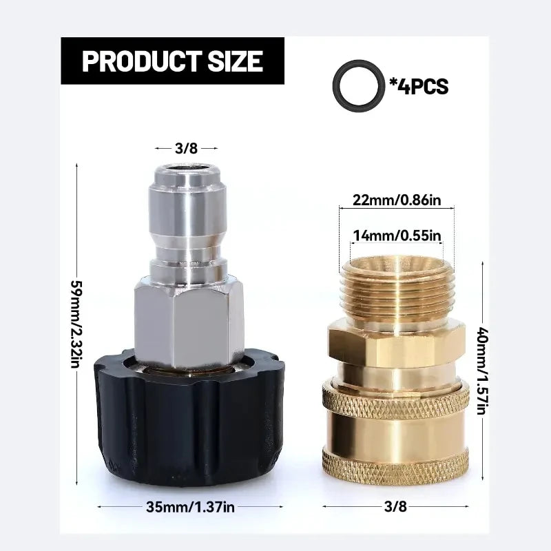3/8" Quick Connect Kit with M22 14mm Thread by Snagg A Connector