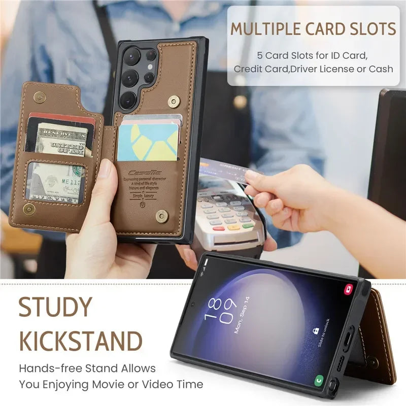 Luxury Leather Wallet Card Case – Samsung Galaxy S24 Series - Phone Cases & Covers