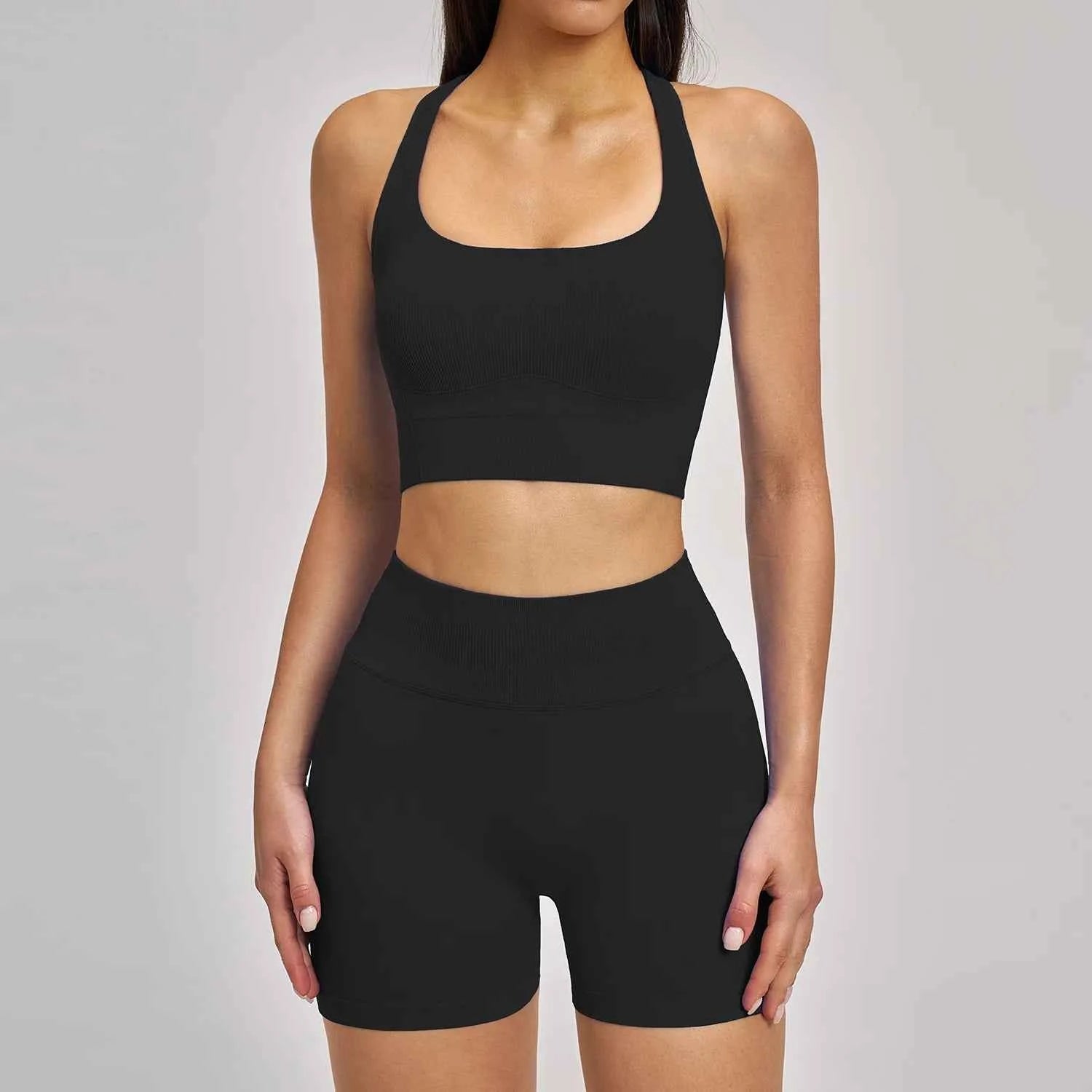 Women's 2-Piece Seamless Yoga Tracksuit | Gym Fitness Set Leggings & Sports Bra Breathable Activewear