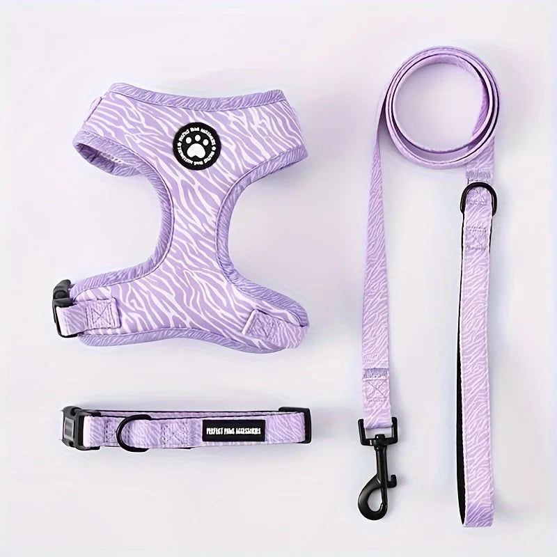 Knit Fabric Dog Harness & Leash Set – Breathable All-Season Chest Vest with Press Buckle for All Breeds