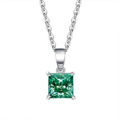 1–2CT Square Moissanite Pendant Necklace - SnaggIt