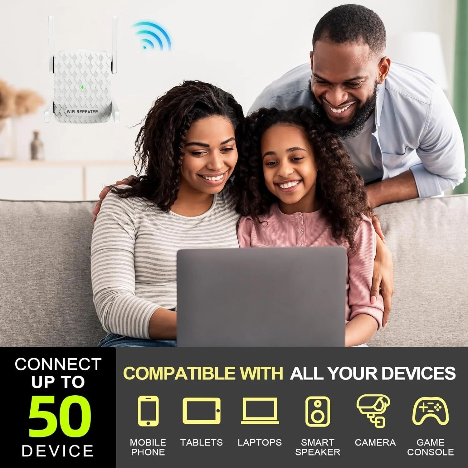 1200Mbps Dual Band WiFi Extender – 2.4G/5GHz Signal Repeater by Snagg A WiFi Booster