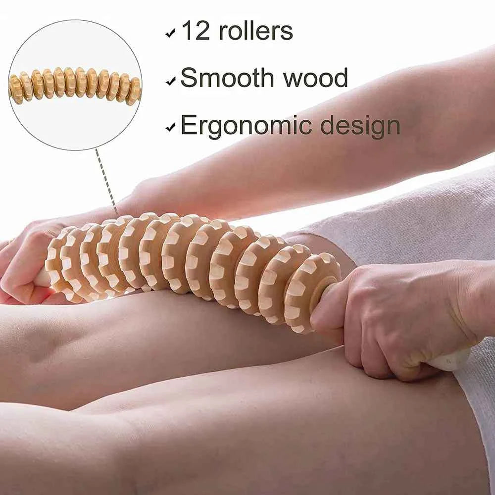Curved Wood Therapy Massage Roller Stick