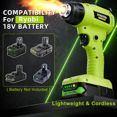 Cordless High Efficiency Heat Gun | 550°C Rapid Heating Tool Compatible With Ryobi 18V Batteries