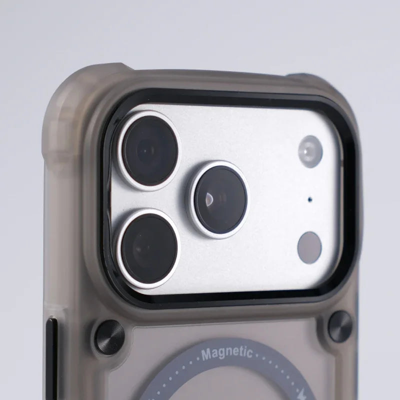 Metal Button Shockproof Magnetic Matte Translucent Case – for iPhone 17 Series - Phone Cases & Covers