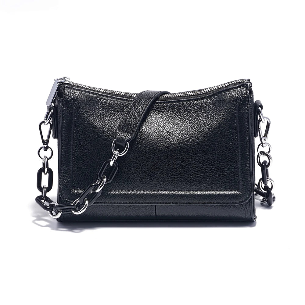 Soft Leather Acrylic Chain Handbag – Luxury Small Top-Handle Underarm & Crossbody Shoulder Bag for Women