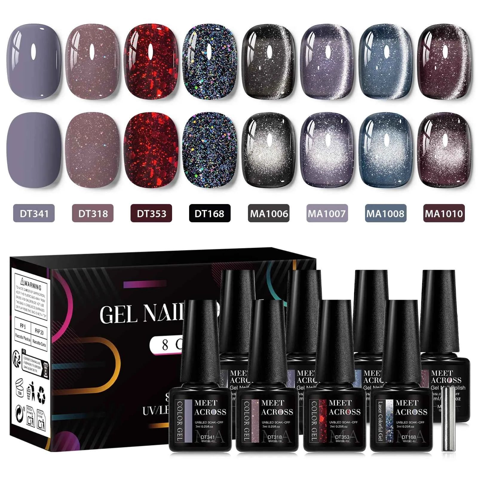 Professional 9 Piece Autumn Magnetic Purple Gel Collection – HEMA & TPO Free Reflective Nail Art System