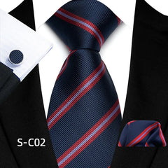 Luxury Business Tie Set — 8cm Men’s Formal Striped Necktie with Matching Accessories