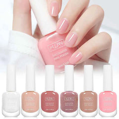 Essential 6 Piece Water-Based Nail Polish Collection – 10ml Nude, Red & Pink Peel Off Air Dry Kit