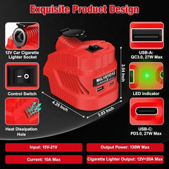 Car/Vehicle Refrigerator Power Supply Compatible With Milwaukee/Dewalt/Makita 18V Batteries
