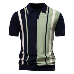 Men's Striped Mesh Polo | High-Performance Breathable Summer Essential