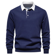 Men’s Premium Polo Collar Sweatshirt | Heavyweight Cotton-Blend Smart Casual Top