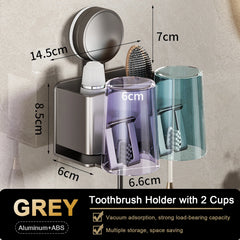 Suction Cup Toothbrush Holder with Mouthwash Cups & Shelf by Snagg A Toothbrush Holder