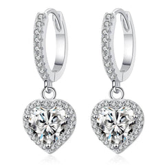 2CT Pink Heart Moissanite Drop Earrings - SnaggIt