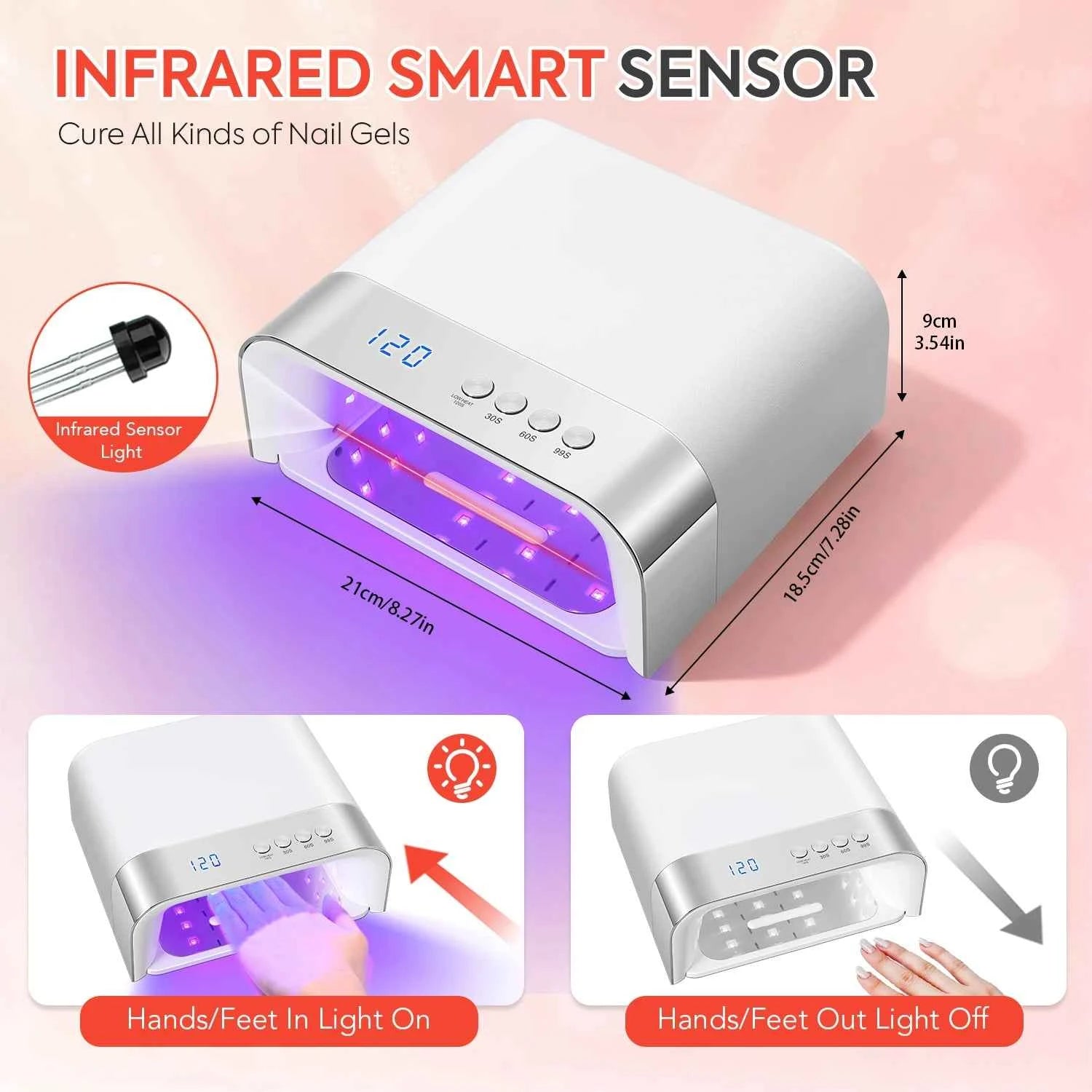 Professional 168W High Efficiency UV/LED Nail Dryer – 36-Bead Smart Sensing Salon Station