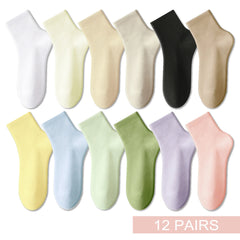 12 Pair Soft Cotton Ankle Colourful Socks Everyday Breathable Set