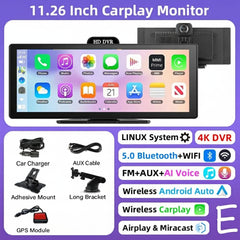 10"/11.26" 4K Dual Lens DVR with Wireless CarPlay by Snagg A Car DVR