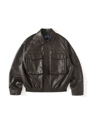 Vintage Black & Brown PU Leather Moto Jacket by Snagg A Jacket