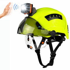 Construction safety helmet with LED headlamp and double visors – image 8