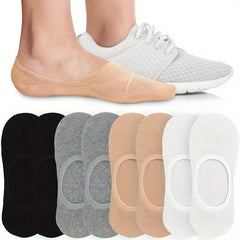Women’s Invisible No Show Socks — Non-Slip Cotton Liner Set (6/8 Pairs)