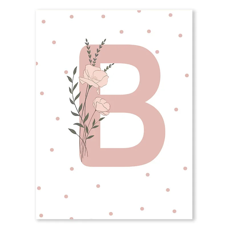 Pink Butterfly And Letters Wall Art by Snagg A Print