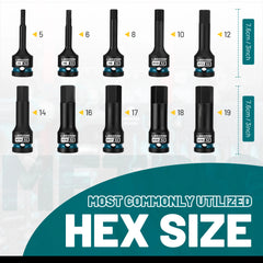 10 Pcs 1/2" Drive Impact Hex Bit Socket Set – High Torque Metric Sockets with XPE Storage for Automotive & Machinery Repair