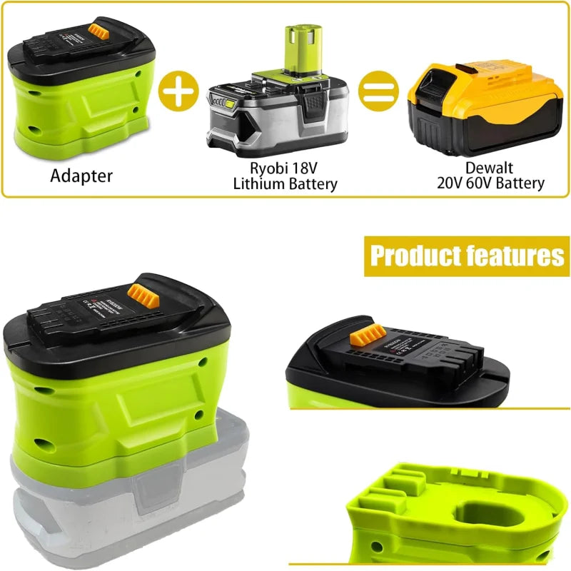 Ryobi 18V battery converter for Makita, DeWalt and Milwaukee tools – image 8