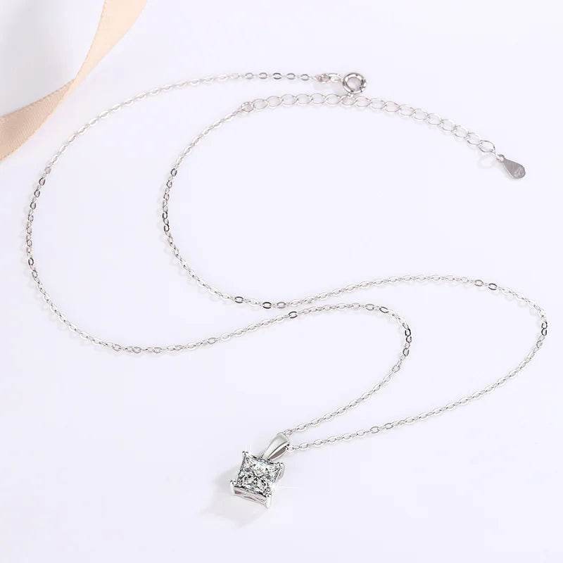 1–2CT Square Moissanite Pendant Necklace - SnaggIt