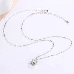 1–2CT Square Moissanite Pendant Necklace - SnaggIt