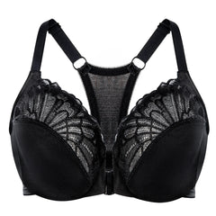 Plus Size Front Closure Lace Underwire Racerback Full Coverage Bra