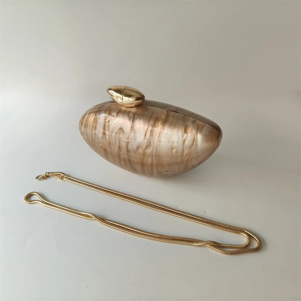 Pearl Brown Marble Acrylic Box Clutch by Snagg It Purses
