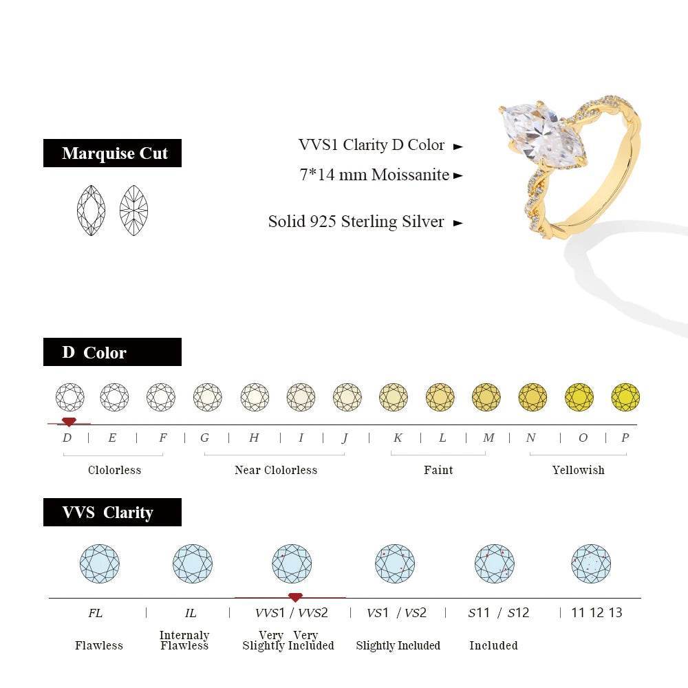 3ct Marquise Cut Moissanite Engagement Ring - SnaggIt