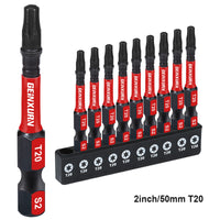 2" Impact Magnetic T20 Torx Screwdriver Bit Set – S2 Alloy Steel Power Bits with Base