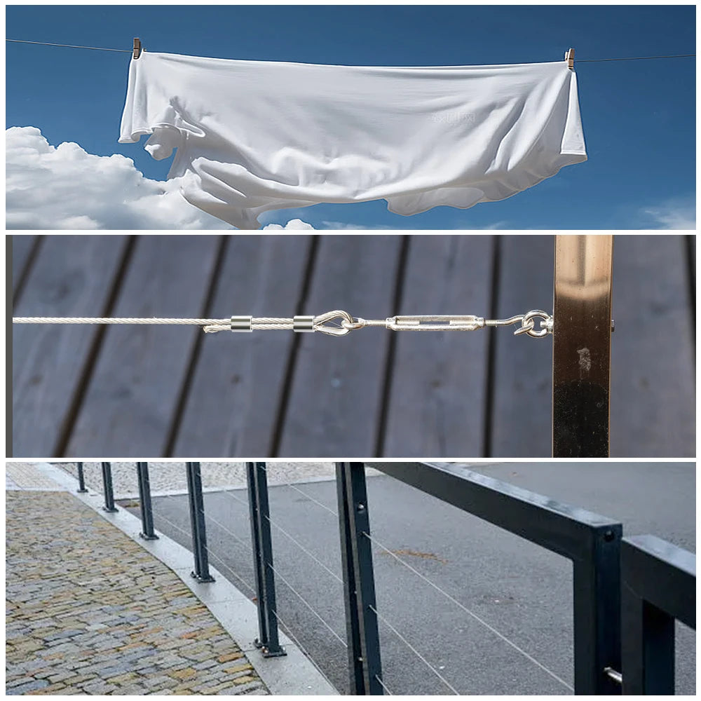 PVC Transparent Stainless Steel Wire Rope 10–25M | 2mm Cable for Clothesline Guardrail Safety Rope