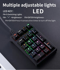 21 Key Numeric Keyboard with Multicolor Backlighting for Accounting & Finance Use by Snagg A Keyboard