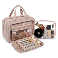 Women's Large Waterproof Cosmetic Bag – Travel Makeup Pouch Organiser with 360° Swivel Hook