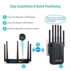 3000Mbps WiFi 6 Repeater Dual-Band 2.4G/5GHz Gigabit Signal Booster by Snagg A WiFi Booster