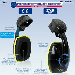 Full brim construction safety helmet with goggles, earmuffs and reflective stickers – image 6