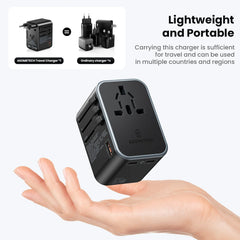 65W GaN Universal Travel Adapter | PD All-in-One Worldwide Wall Charger for USA EU AUS UK Plug