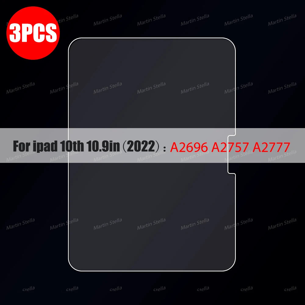 9H 3pcs Tempered Glass Screen Protector For iPad Pro 11 10th 9th Generation 8th 7 6 5 4 3 2 by Snagg A Screen Protector
