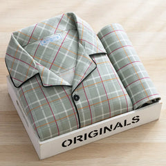 Plus Size Men's Plaid Pajama Set | Cardigan Button-Down Top & Pants Winter Sleepwear Loungewear