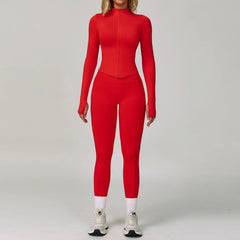 Women's 2/3-Piece Seamless Yoga Set | Gym Workout Suit Fitness Bra Crop Top Long Sleeve Leggings