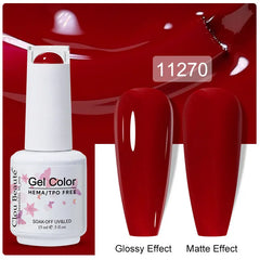 Professional 15ml HEMA & TPO Free Gel Polish – High-Performance Red & Multi Tone Semi Permanent Varnish