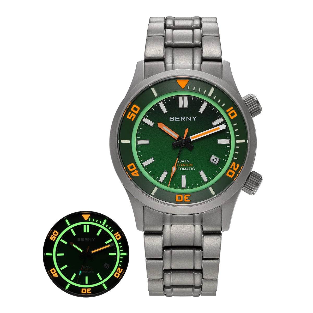 BERNY Titanium Diver’s Watch – Miyota 8215 | 200M (Titanium Strap) - SnaggIt