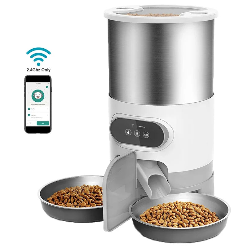 Smart Cat & Dog Automatic Feeder with Double Stainless Steel Bowls | 3L–4.5L Capacity by Snagg A Feeder