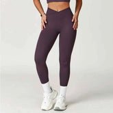 Women's Seamless Cross Waist Yoga Leggings | High Waist Running Cycling Gym Workout Tights