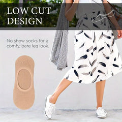 Women’s Invisible No Show Socks — Non-Slip Cotton Liner Set (6/8 Pairs)