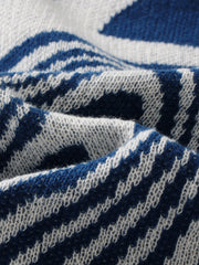 Men’s Maze Jacquard Pullover | Geometric Contrast Round-Neck Sweater